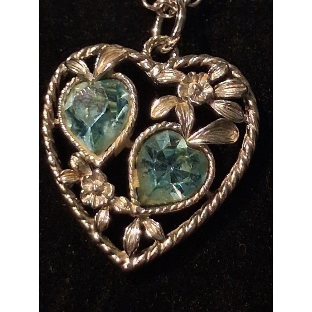 Vintage 1970s Sarah Coventry "Love Story" Heart Pendant Necklace December Stone